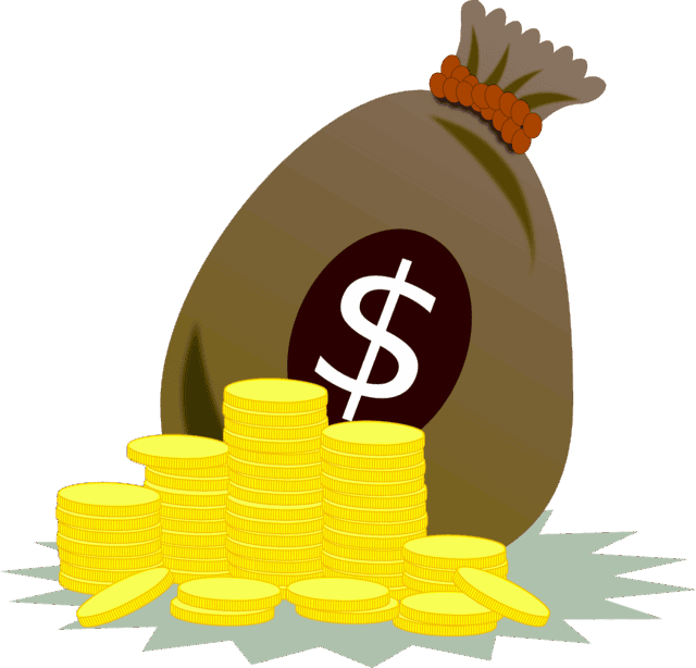 1. Кнопка мешка с деньгами, символ инвестиций и недвижимости в Казахстане.