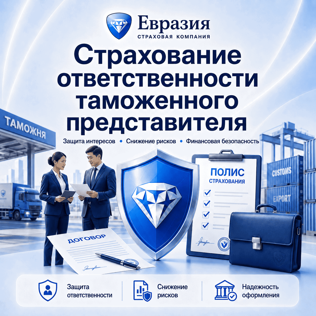 Страхование ответственности таможенного представителя от страховой компании «Евразия»